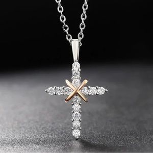 Hallmark Diamonds 14K White & Rose Gold 1.5 CT. T.W. Cross Pendant Necklace